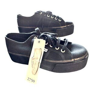 Superga Black Platform Sneakers Women’s Size 38/6 NWT